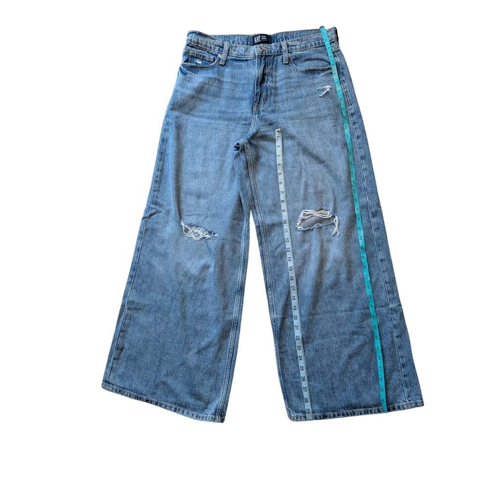 GAP Women's Light Wash Blue Wide Leg Distressed Denim Baggy Jeans Size 10/30